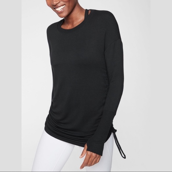 Athleta Tops - Athleta NWT Drishti Ruched Black Sweatshirt - M